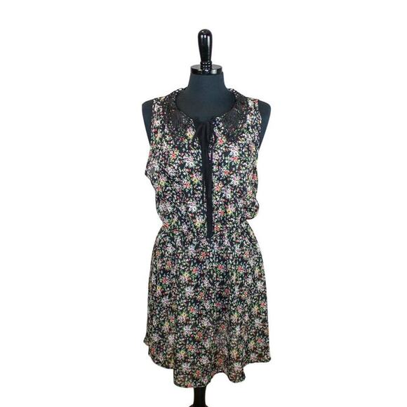 Almost Sheer Floral Sleeveless Dress Black Lace Grunge Whimsygoth XL - Picture 1 of 5